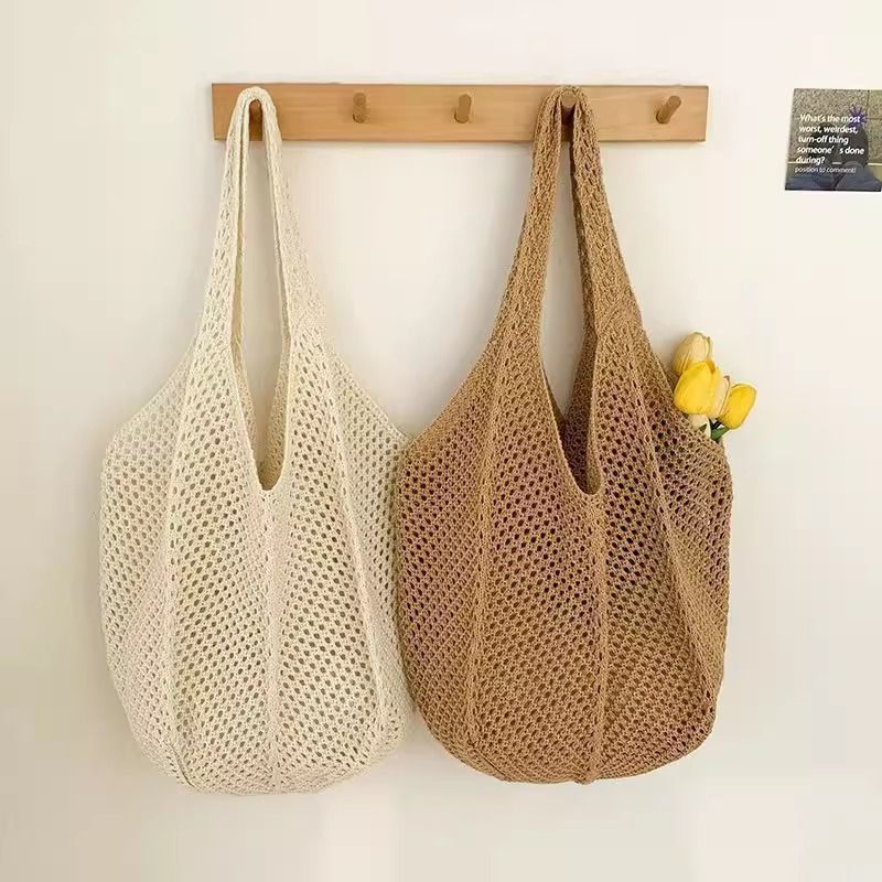Borsa a tracolla intrecciata di grande capacità per donna, borsa a tracolla da pendolare, nuova tendenza estiva coreana, borsa lavorata a maglia per le vacanze_voghion.com