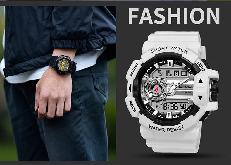 Digital Sports Watch With LED Backlight, Alarm, Stopwatch, Dual Time, Waterproof For Men & Teens Multifunctional Electronic Watch Men's Watch_voghion.com