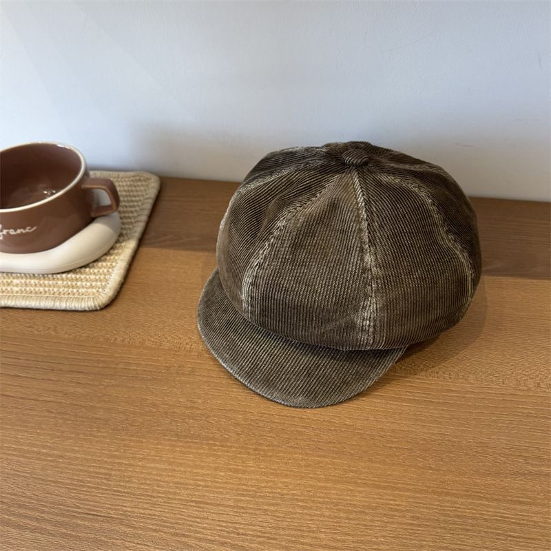 Women's Brown Beret, Versatile Octagonal Hat 2025 Fall/Winter New_voghion.com