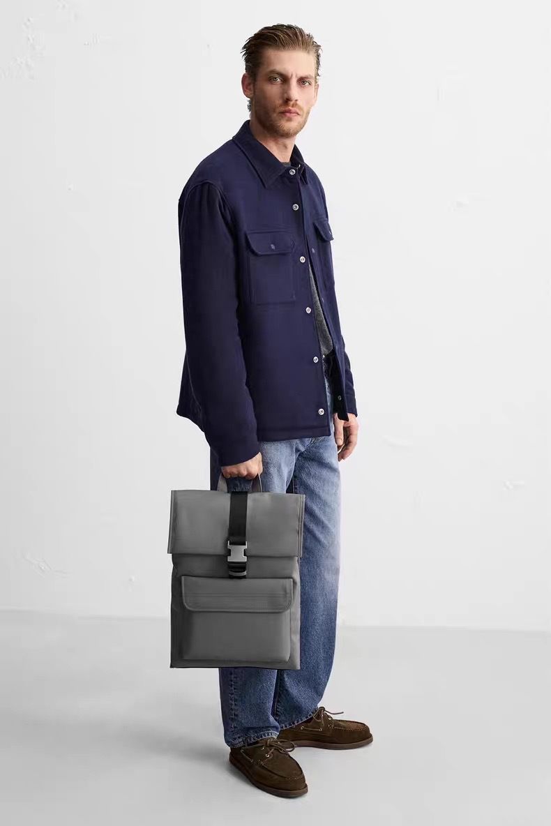 2025 New Men's Patchwork Fashion Multi-Functional Large Capacity Black Laptop Backpack Waterproof Backpack_voghion.com