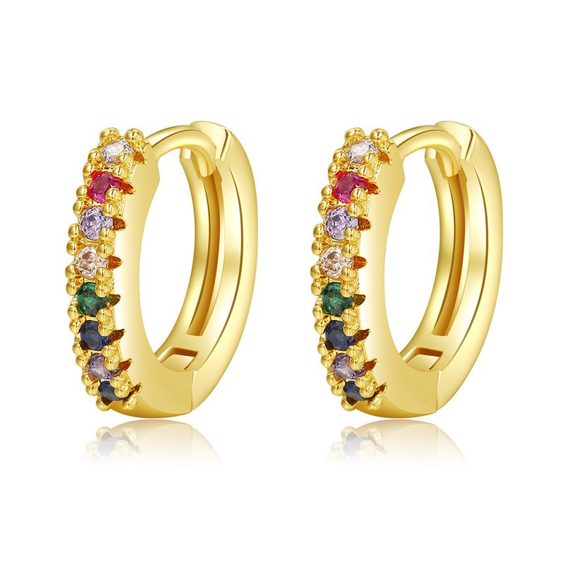 Popular Color Zircon Ear Buckle Micro-inlaid Geometric Ear Ring Temperament Simple Personality Earrings_voghion.com