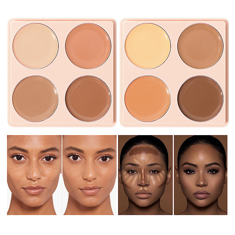 USHAS Concealer Black Eye Circle Lasting Nicht klebender Puder-Concealer 4-Farben-Grundierungs-Make-up_voghion.com