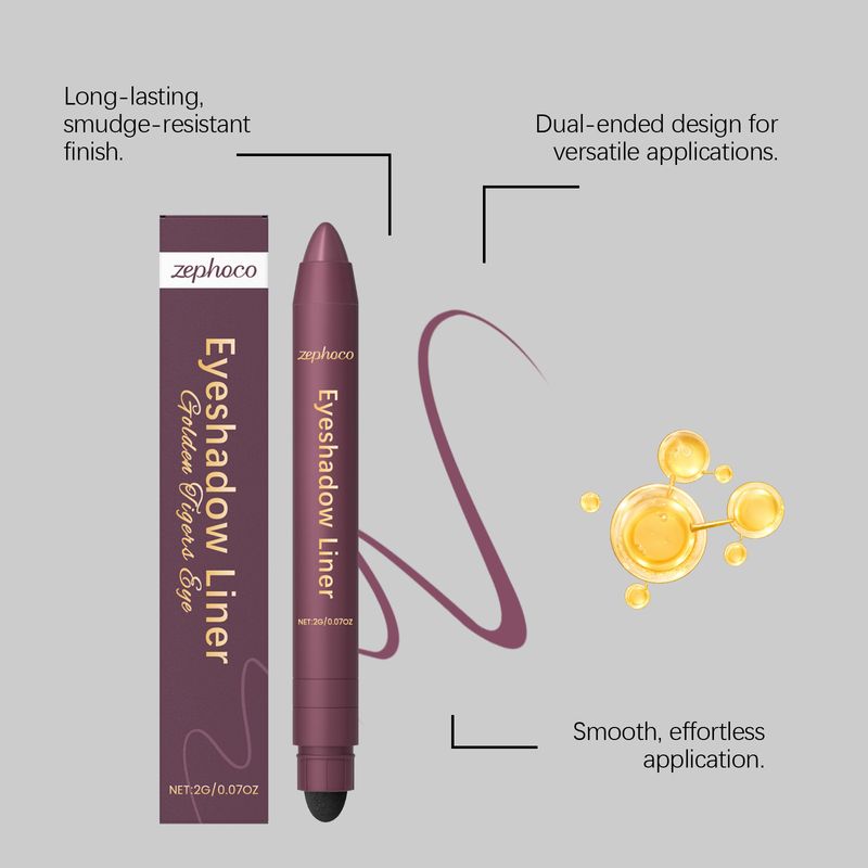 Zephoco 2-in-1 Eyeliner-Stift, glatt und einfach aufzutragen, schnelltrocknend, wischfest, für unterwegs, tragbar, Augen-Make-up_voghion.com