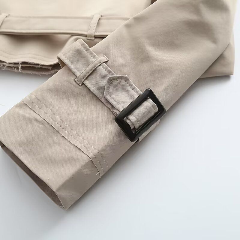 Vêtements pour femmes, style décontracté, ample avec ceinture, manches longues, coupe-vent court_voghion.com