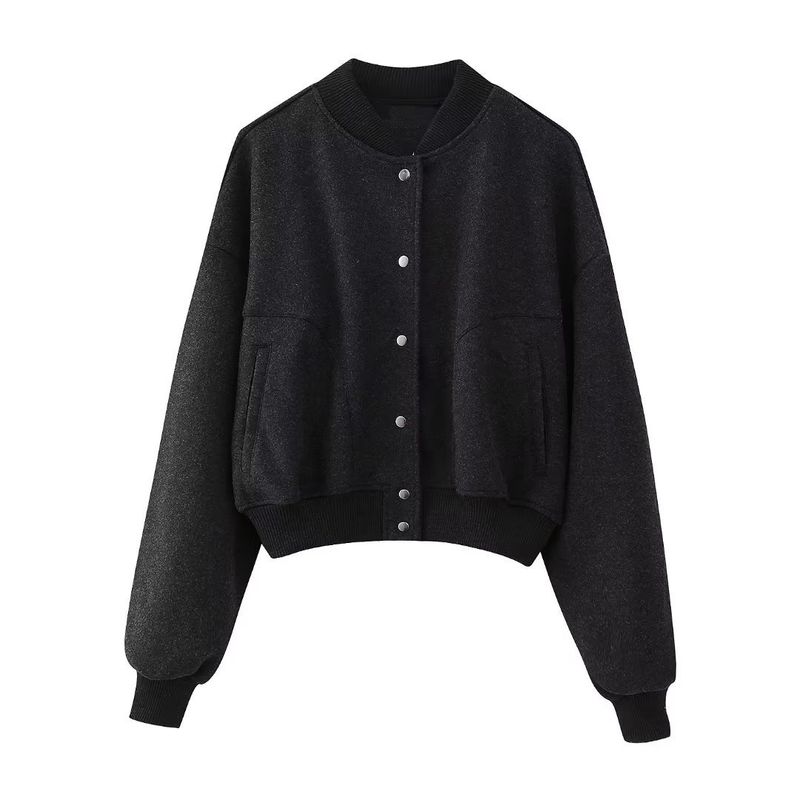 Damenmode Herbst und Winter neue weiche kurze lockere lässige Baseballjacke_voghion.com