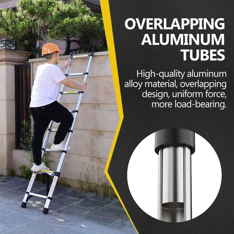 Triangular Foot Maximu 2 Ladder Ladder Ladder Telescopic 9.5 Hooks Button With Multipurpose Stabilizers And Aluminum Telescopic_voghion.com