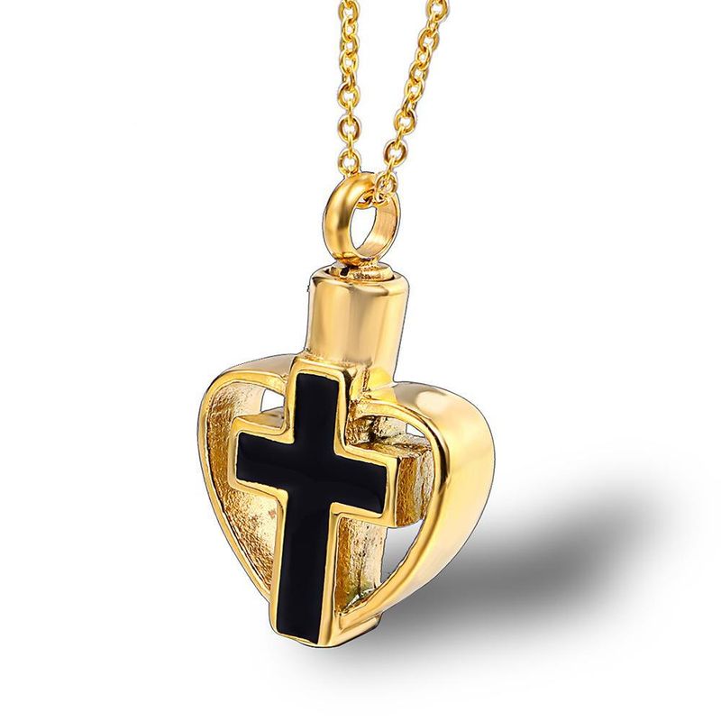 Collana in acciaio al titanio con urna per animali domestici, con cuore e croce, popolare bottiglia di profumo da uomo e da donna_voghion.com