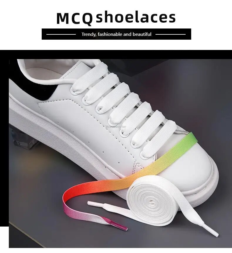 Lacci bianchi neri Lacci arcobaleno Sneaker Scarpe casual Lacci Gradiente 1.2CM Larghezza 100/120 / 140CM Lacci per scarpe piatte_voghion.com