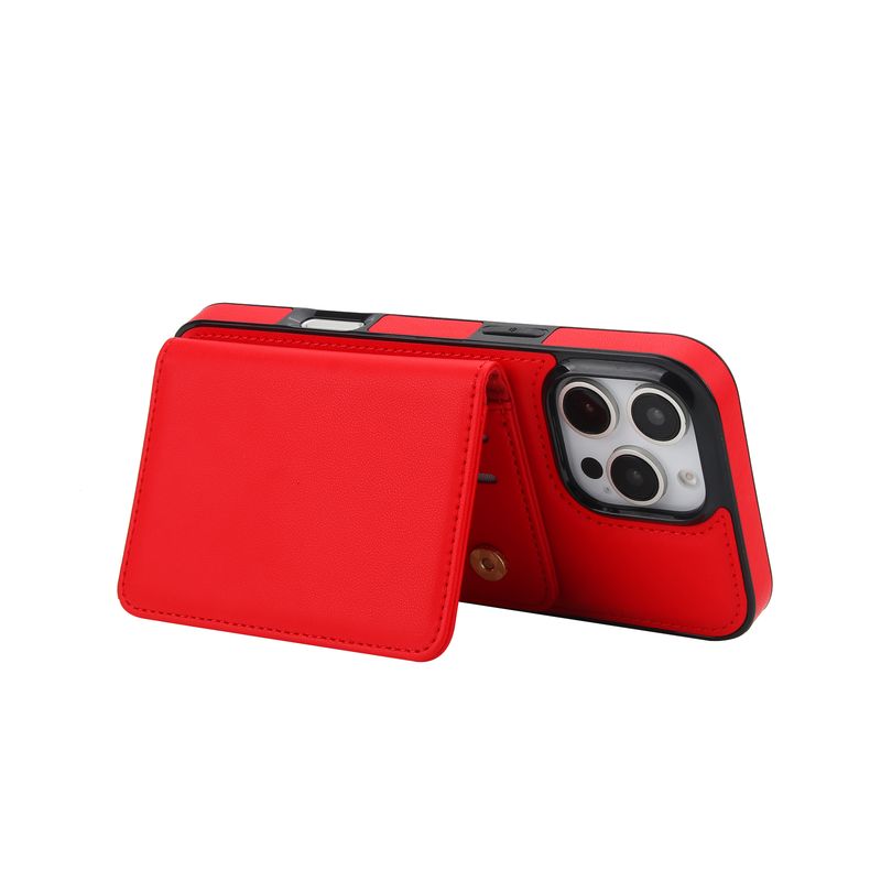 Custodia in pelle con chiusura magnetica per iPhone 16 Pro Max 14 15 Plus 13 12 11, porta carte con blocco RFID e tracolla._voghion.com