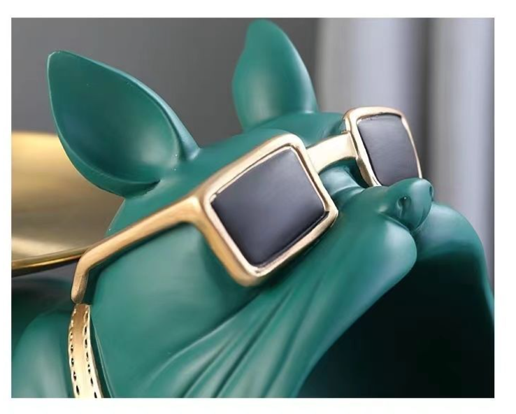 Decorazione per la casa, luce, lusso, bulldog francese, scarpiera, vassoio ornamentale, portaoggetti per ingresso, cane dalla bocca grande_voghion.com