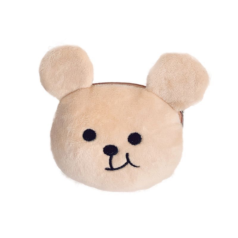 Versione coreana, adorabile e carina borsa a forma di orso con la bocca storta, in peluche, con cavo dati, auricolari e monete._voghion.com