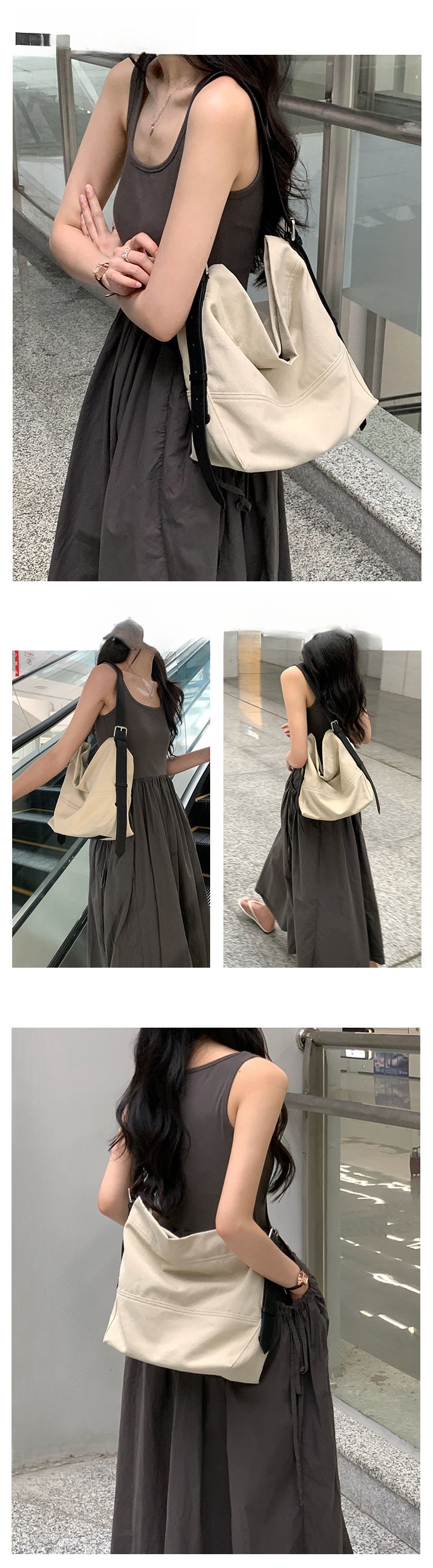 Sac à main en lin et coton de style minimaliste, nouveau sac à bandoulière de grande capacité pour femme, tendance et polyvalent, printemps-été 2025_voghion.com