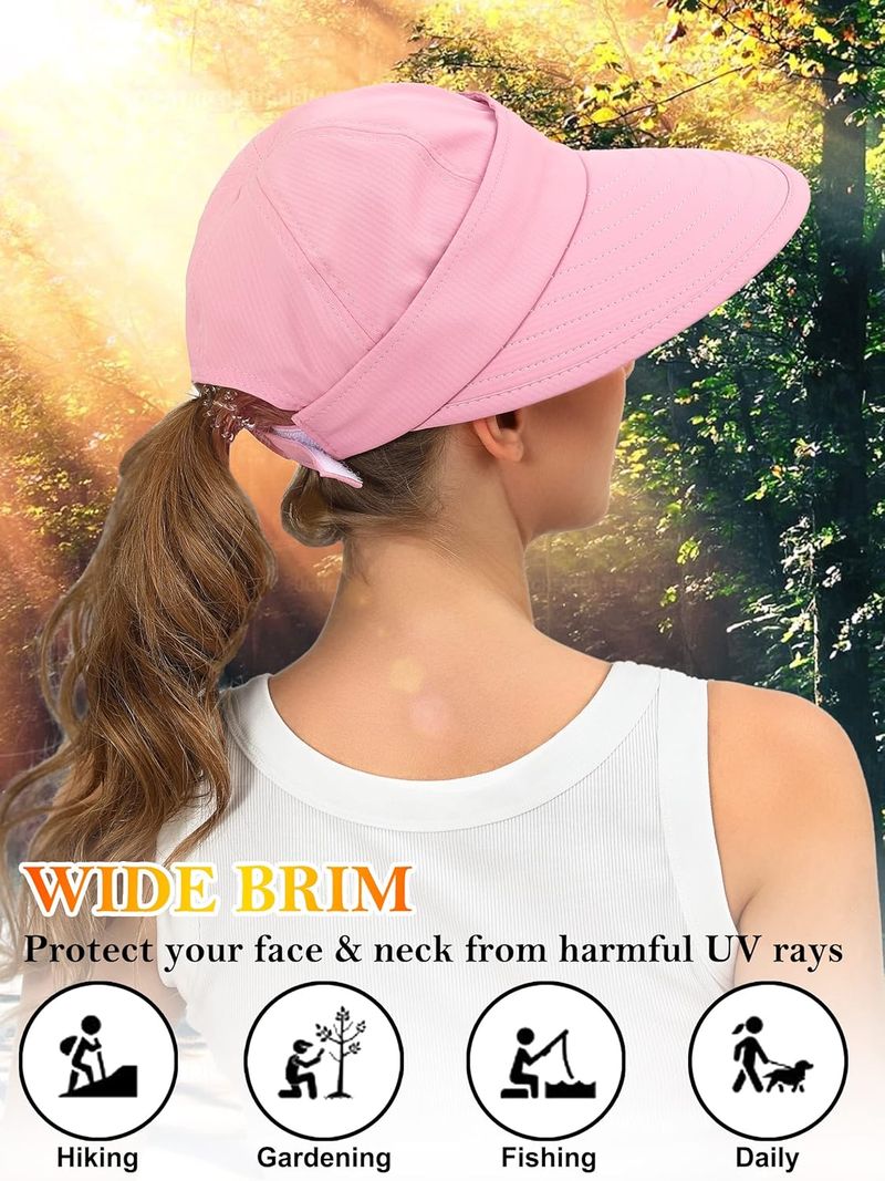 Sun Hats For Womens Wide Brim Visor UV Protection Dual Purpose Hat For Beach Summer Packable Cap_voghion.com