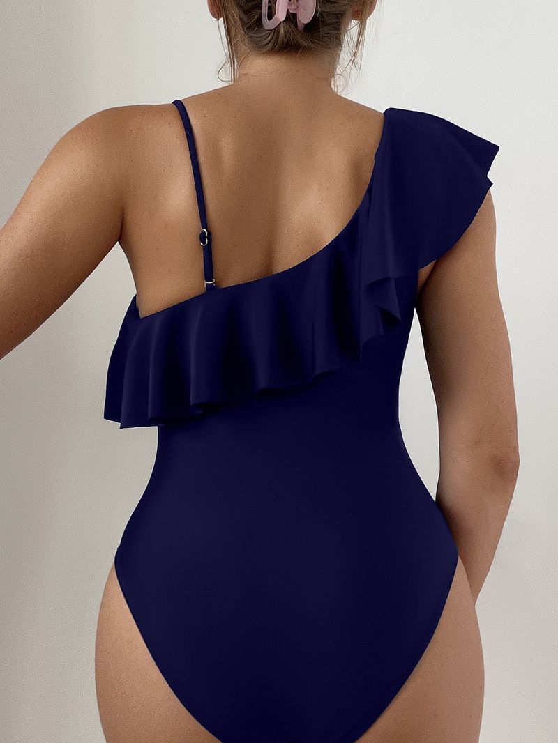 2025 nou, lemn multicolor, marginea urechii, plasă cu un umăr, costum de baie sexy dintr-o singură bucată, bikini pentru comerț exterior european și american_voghion.com
