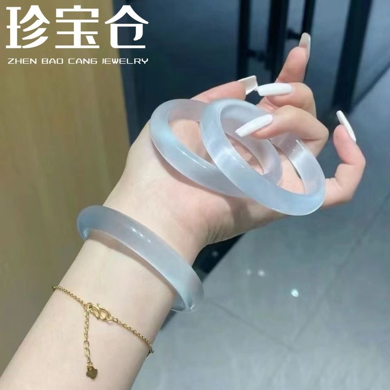 Braccialetto da donna con cristalli di agata, colore bianco chiaro di luna, di alta qualità, trasparente, effetto ghiaccio, con occhio di gatto_voghion.com