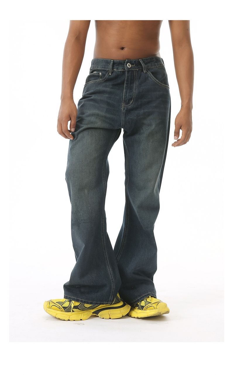 EF JEANS | 2024 New Versatile American Wax Surface Coated Blue Mop Jeans Tide_voghion.com