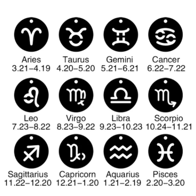 Fashion Stainless Steel Star Zodiac Sign Necklaces 12 Constellation Choker Pendants Aries Libra Leo Collier Birthday Gift_voghion.com