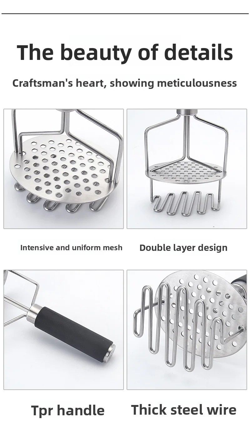 Stainless Steel Kitchen Potato Masher Double Layered Potato Mashing Tool For Home Use Quality Material From Mainland China_voghion.com