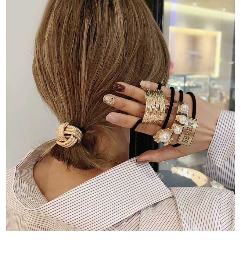 Instagram Carino e dolce piccolo cerchietto in pelle annodato a cerchio per capelli, cerchietto semplice in lega in stile foresta, maglia di perle rossa_voghion.com