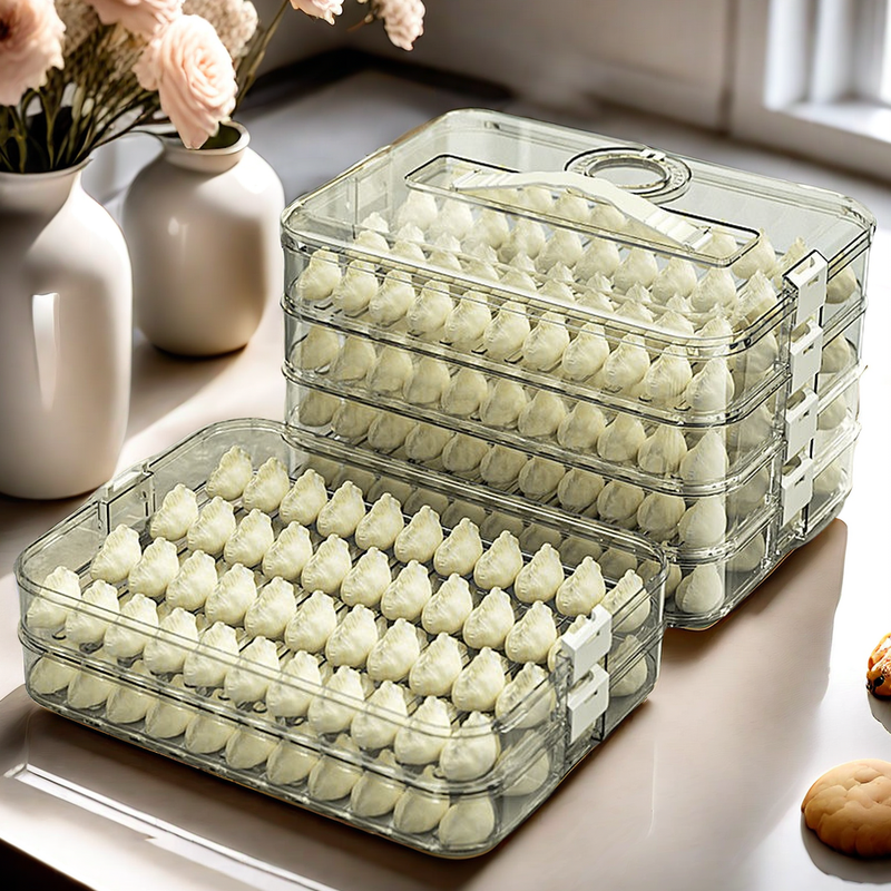 Dumpling Storage Freezer Kitchen Food Grade Timer Quick-Frozen Dumplings Wonton Refrigerator Sealed Fresh-Keeping Box_voghion.com