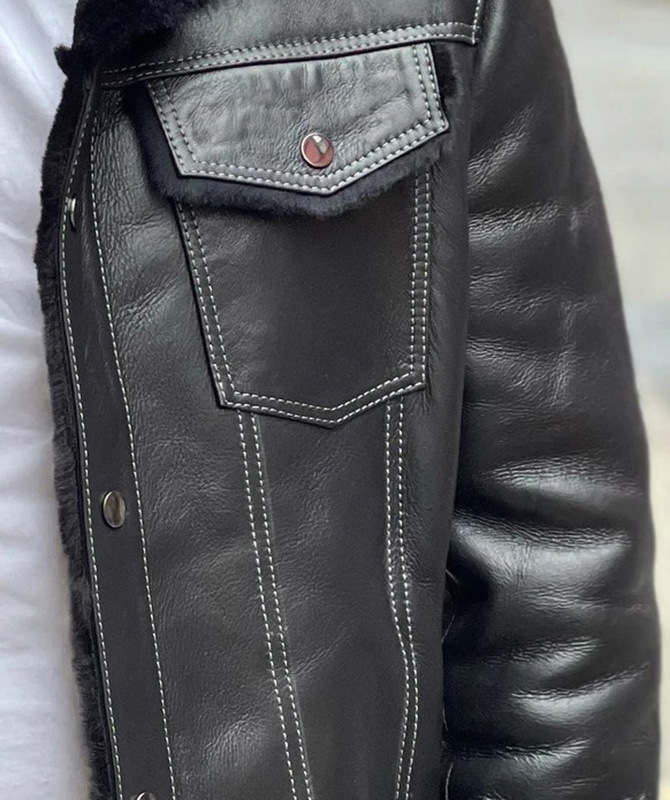 Herrenbekleidung mit Pelzkragen und mit Fleece verdickter Herren-Lederjacke_voghion.com
