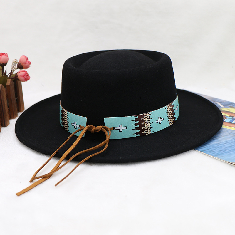 cappello da cowboy da festa da donna con top in lana e nylon ad anello, cappello a cilindro riccio in stile europeo e americano_voghion.com