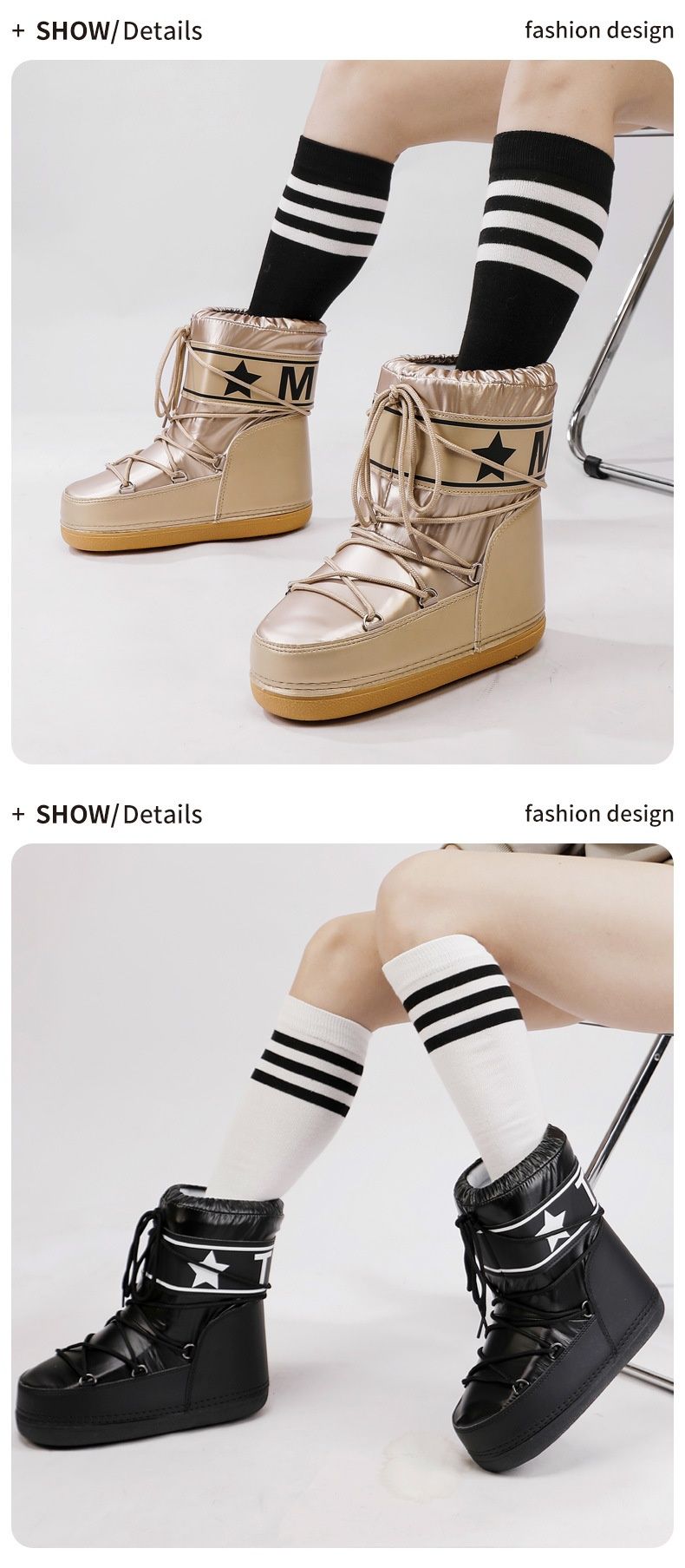 Voyage Walking In Series Cross-Border Trade Space For Women Winter Travel Ski Waterproof Non-Slip Mid-Calf Snow Boots_voghion.com