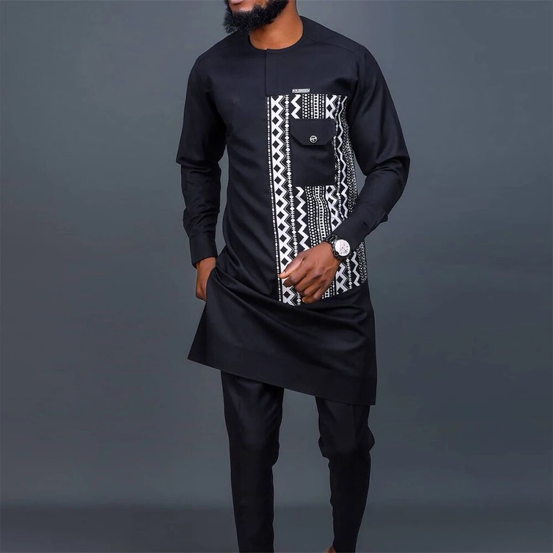 Dashiki 2024 Meest populair verkochte Top 10 Afrikaanse heren gestreept tweedelig pak Kaftaneid Mubarak Kaftan Dubai Abaya_voghion.com
