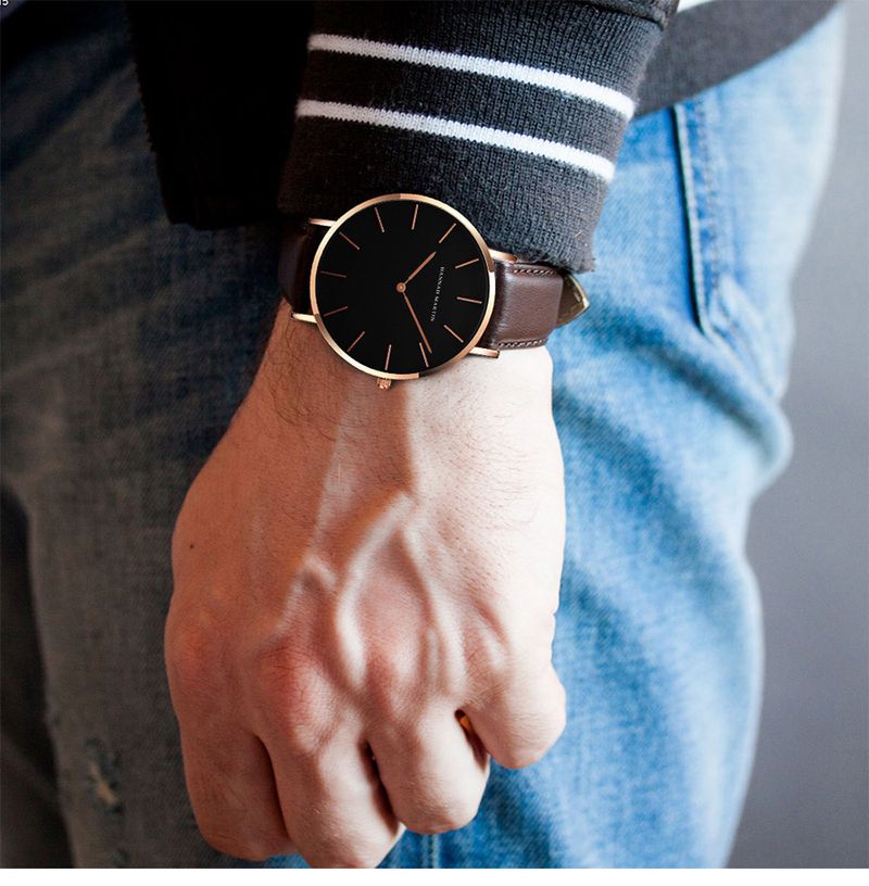 Heren casual quartzhorloge met Japans uurwerk, 40 mm roestvrijstalen kast, PU-leren band, waterbestendig, minimalistisch ontwerp_voghion.com