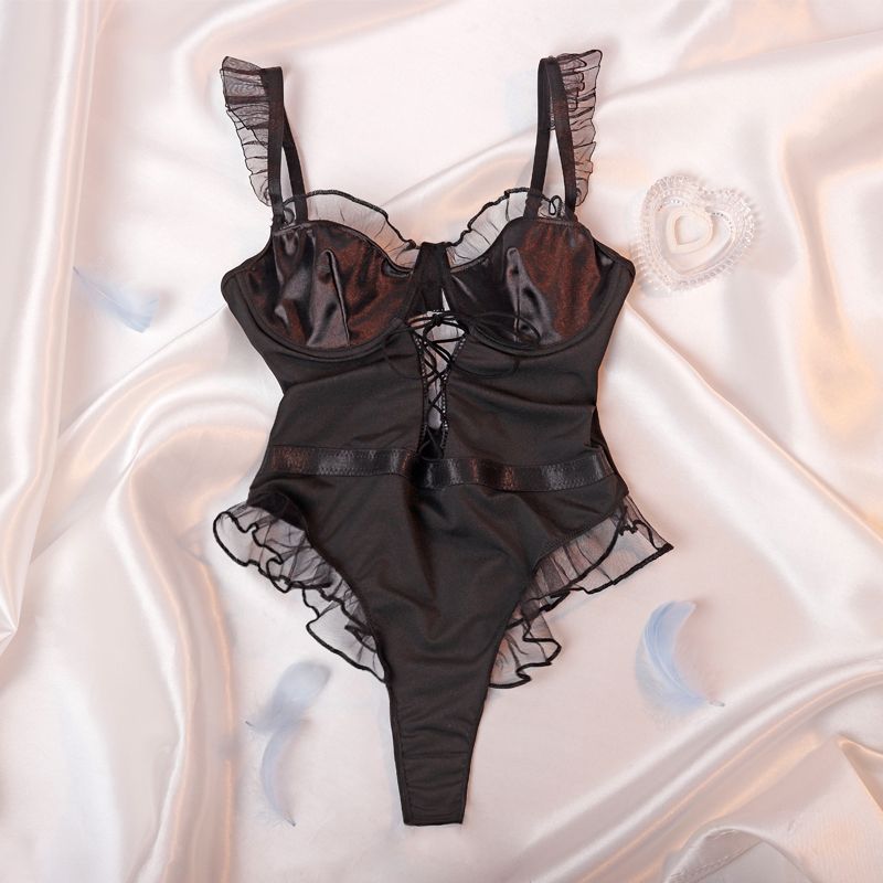 Elegante Spitze Dessous Damen Enger Overall Kleine Brust Mesh Offener Riemen Freier Riemen Sexy Paar Kleidung_voghion.com