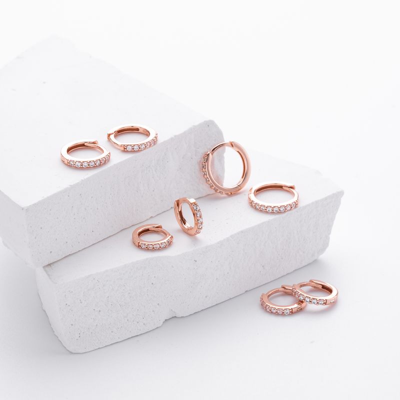 Damenschmuck, Sterlingsilber, mit Zirkonia besetzte Creolen – klassisches geometrisches Design, hypoallergen, Größen 5–9 mm, klassischer Ohrknochenverschluss_voghion.com