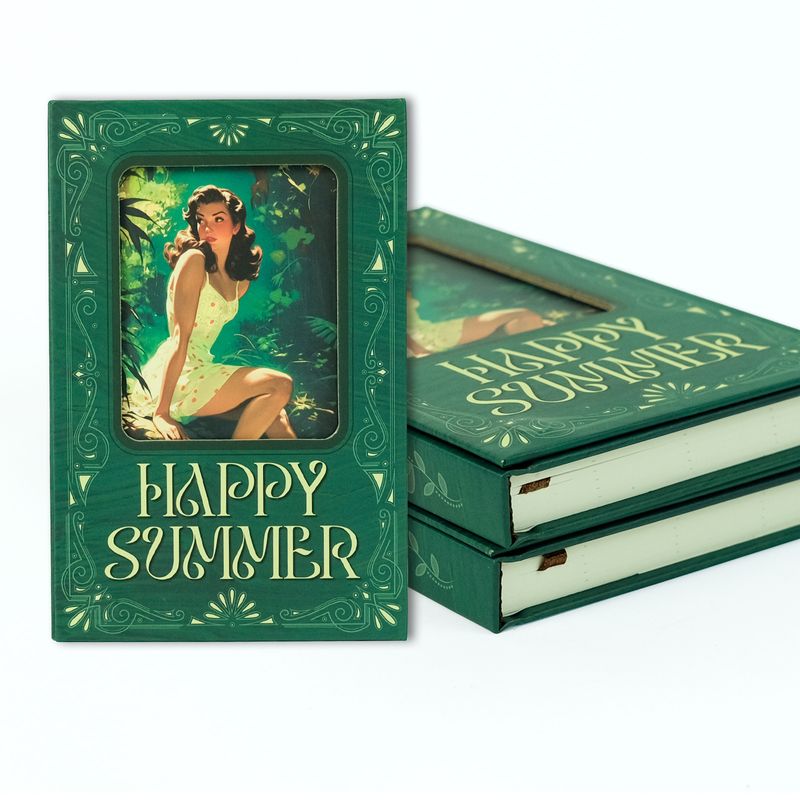 Utdannings- og kontorrekvisita Happy Summer-serien Avansert mørkegrønn Basisfarge Hardt skall Bærbar notatbok Møteloggbok_voghion.com