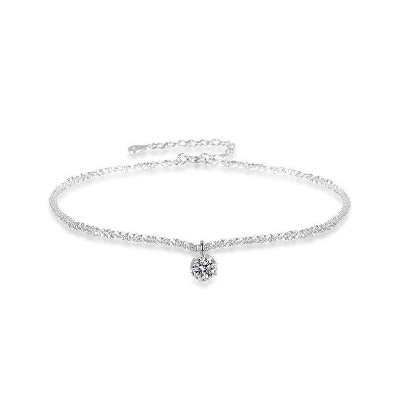 Koreaanse sieraden S puur zilveren maan splash ster rivier kleurrijke zirkoon hoogwaardige super glanzende sprankelende enkelband voor vrouwen_voghion.com