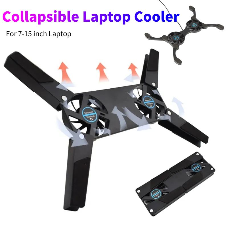 Foldable Cooling Pad With Double Fans Laptop Stand USB Powered For 7-15 Inch Notebook PC LCD Display Cooler Holder_voghion.com