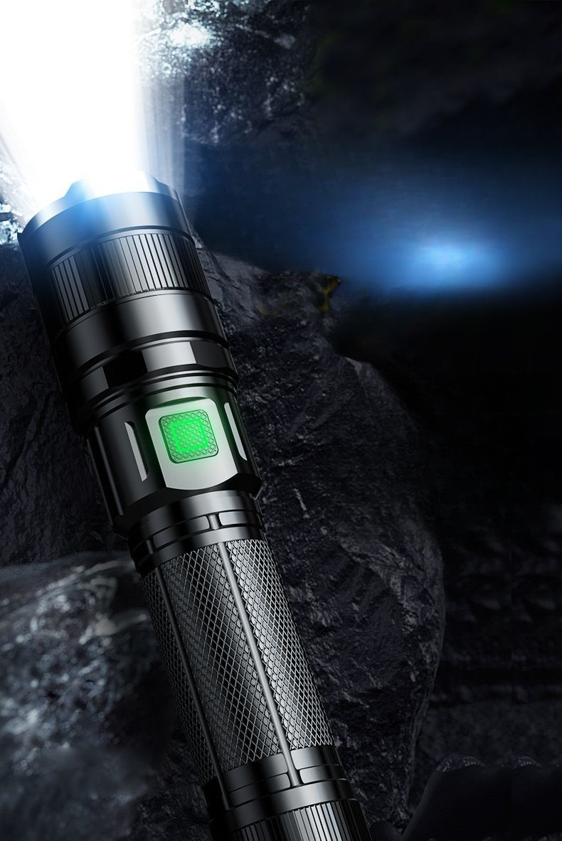 High Brightness Flashlight Laser Ultra Bright Outdoor Range Rechargeable LED Searchlight Long Battery Life Zoomable_voghion.com