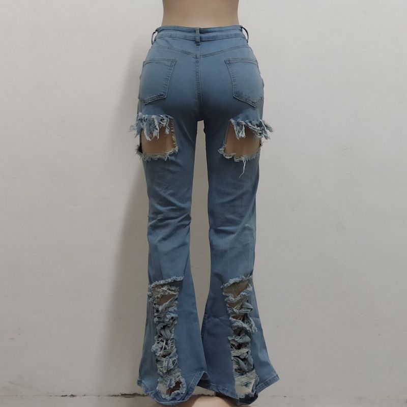 Ženska oblačila HSF2535 ekskluzivne seksi modne vsestranske raztegljive hlače z resicami, raztrgane, slim fit, na zvon_voghion.com