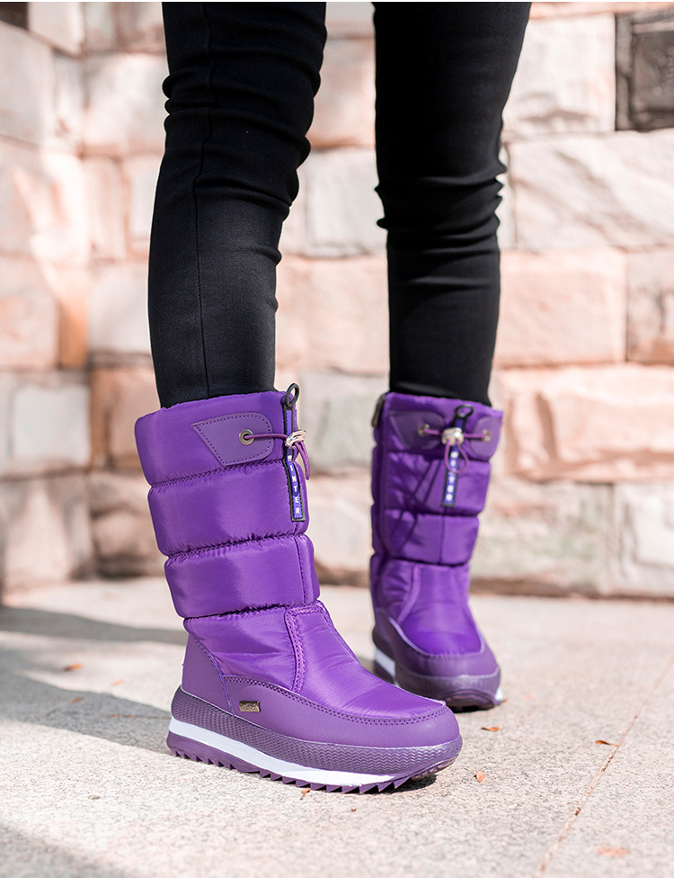 Stivali da neve invernali in peluche con maniche calde stivali casual spessi antiscivolo grandi scarpe da donna in cotone_voghion.com