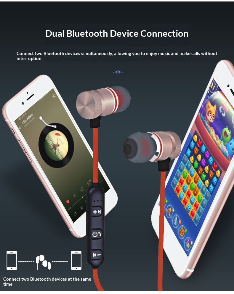 Auricolari stereo Bluetooth sportivi wireless a doppio orecchio, batteria a lunga durata, auricolari magnetici da appendere al collo, auricolari di marca_voghion.com