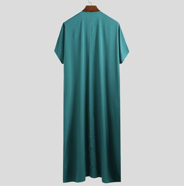 2025 Muslim Men Jubba Thobe Fixed Button Kimono Middle Robe Saudi Muslim Man Shirt Stand Collar Islamic Arab Kaftan Men Abayas_voghion.com