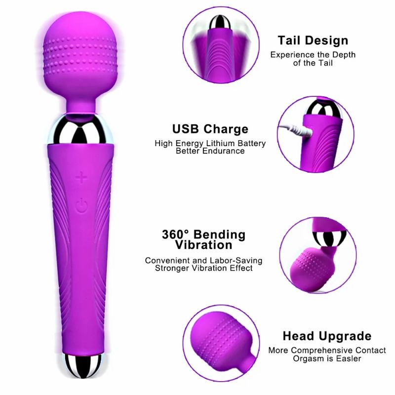 Vibrador AV potente de 20 velocidades, varinha mágica, brinquedos sexuais para clitóris_voghion.com