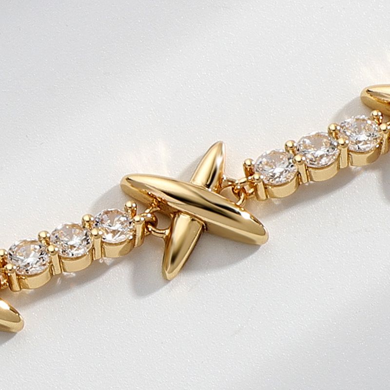 Pulsera de hip-hop ligera, de lujo, con forma de X, de cobre, chapada en oro, punk, circonitas microincrustadas_voghion.com