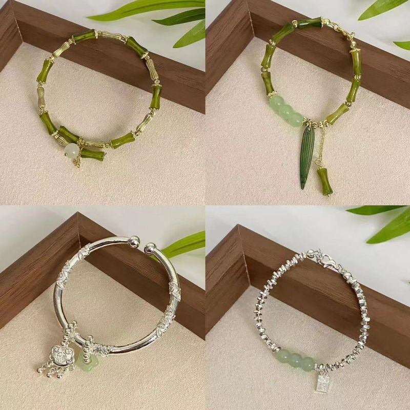 Nouveau bracelet chinois en argent cassé avec perles bleu-gris pour femmes Instagram, petit luxe, cadeaux exquis et polyvalents_voghion.com