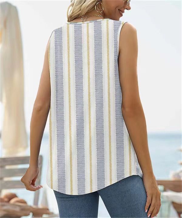 2025 New Summer Sleeveless Square Neck Printed Tank Top T-shirt For Women_voghion.com