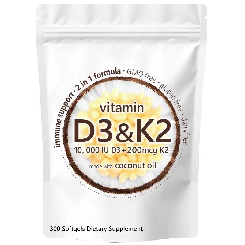2 Pieces Packed Together Cross-border Export Vitamin D3&K2 Capsules 300 Pieces_voghion.com