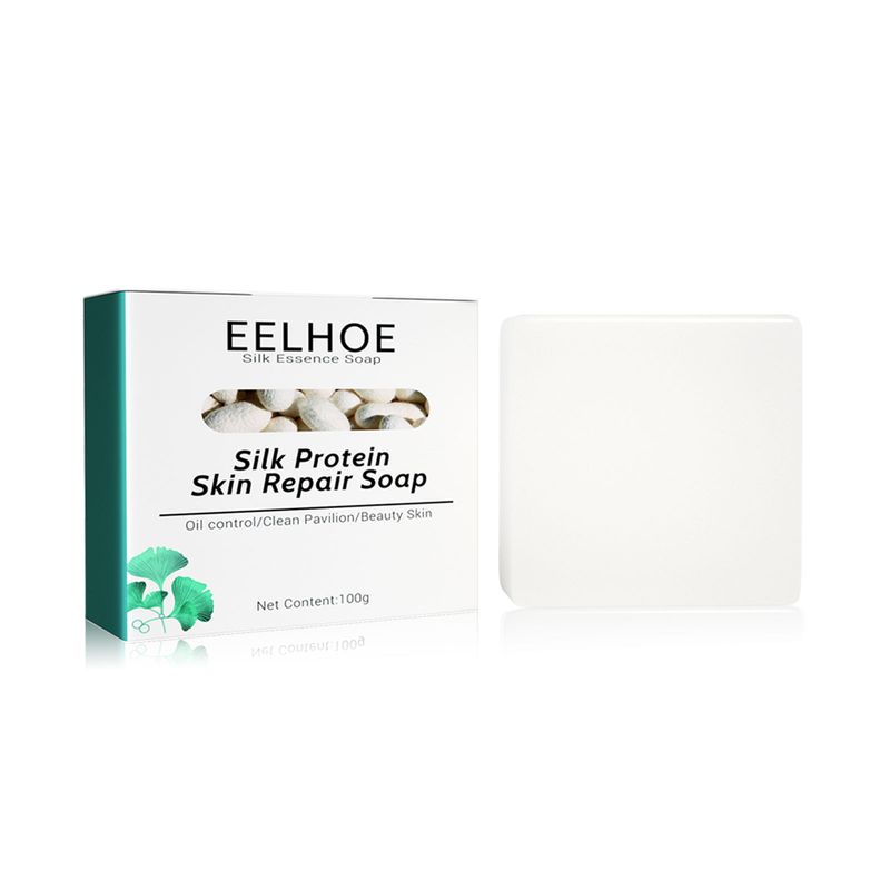 EELHOE Silk Protein Mask Soap (Square Version) Deeply Cleanses And Repairs The Skin, Moisturizes And Rejuvenates The Skin. Silk Goat Milk Cleansing Soap_voghion.com