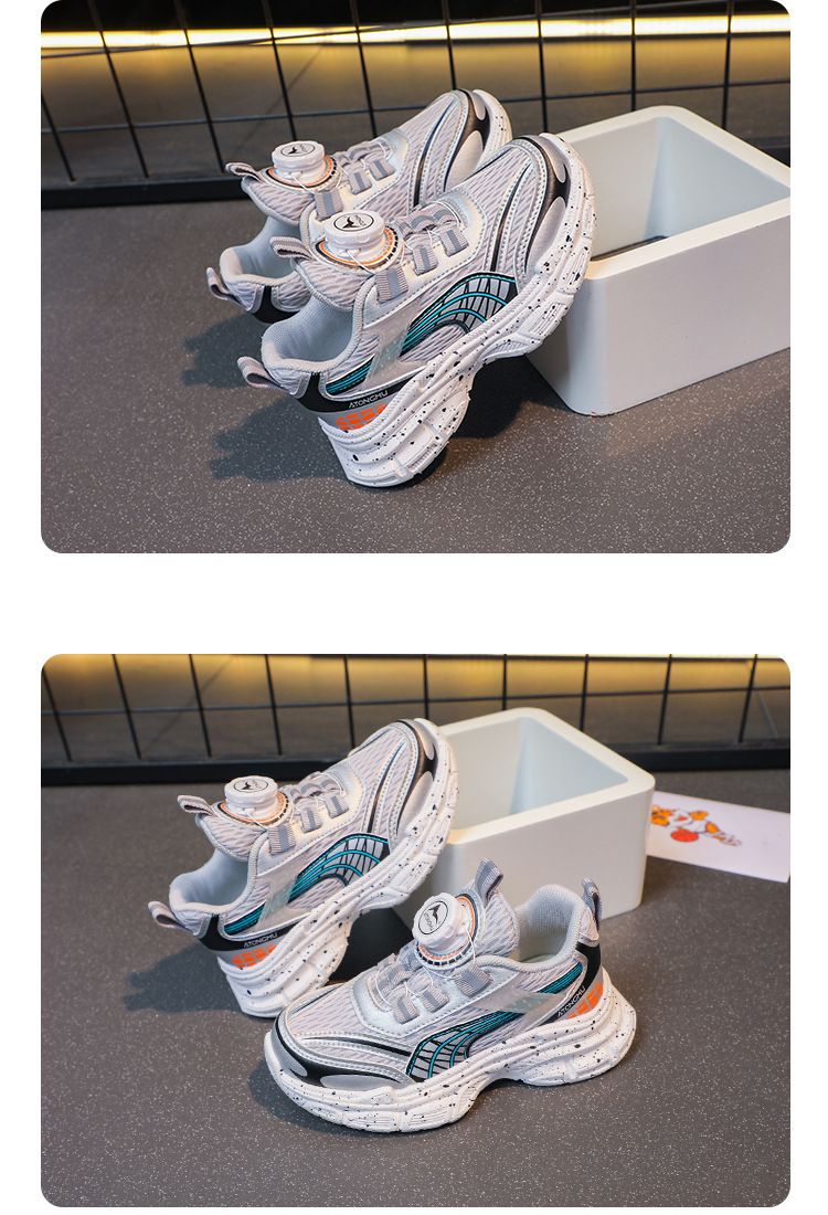 2024 Frühjahr und Herbst Neue atmungsaktive Mesh-Sportschuhe für Kinder, Laufschuhe mit Drehknopf für große Jungen_voghion.com