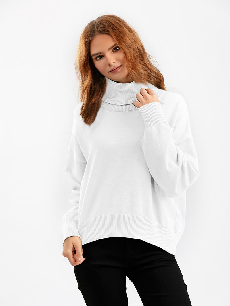 Women's turtleneck loose knit sweater_voghion.com