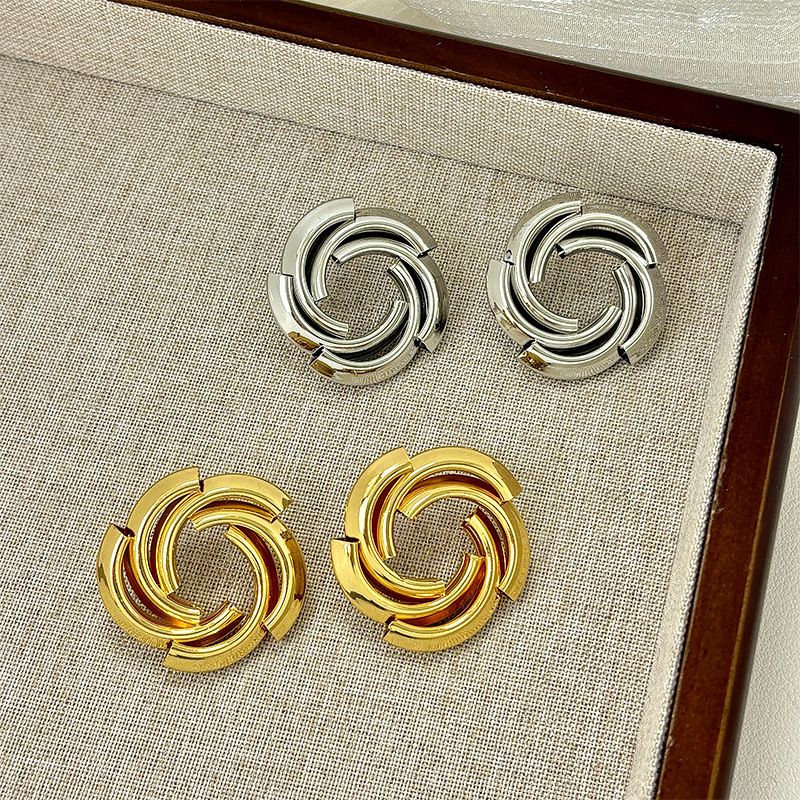 Orecchini geometrici versatili leggeri di alta qualità in lega a spirale intrecciata Lugong_voghion.com