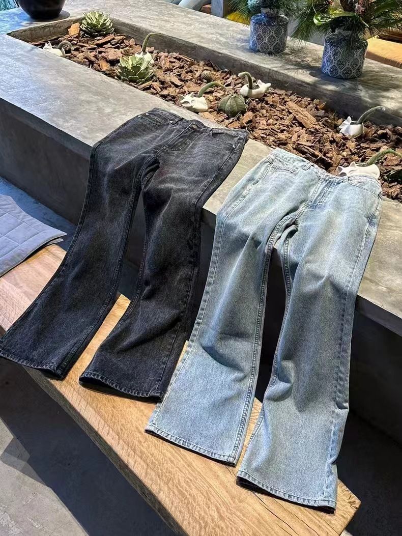 Herrenbekleidung Paris Bootcut Eisblau Schwarz Grau Natur gewaschen Schlaghose Jeans_voghion.com