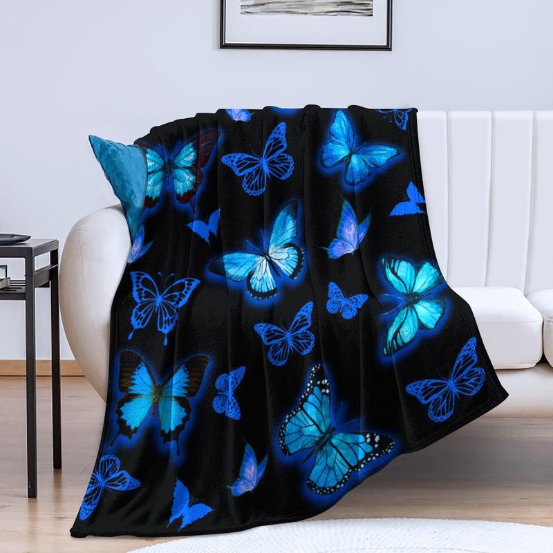 Lila Schmetterlingsmuster Decke Flanell Weiche und bequeme Decke für Zuhause Warme Decke Geburtstagsgeschenk_voghion.com